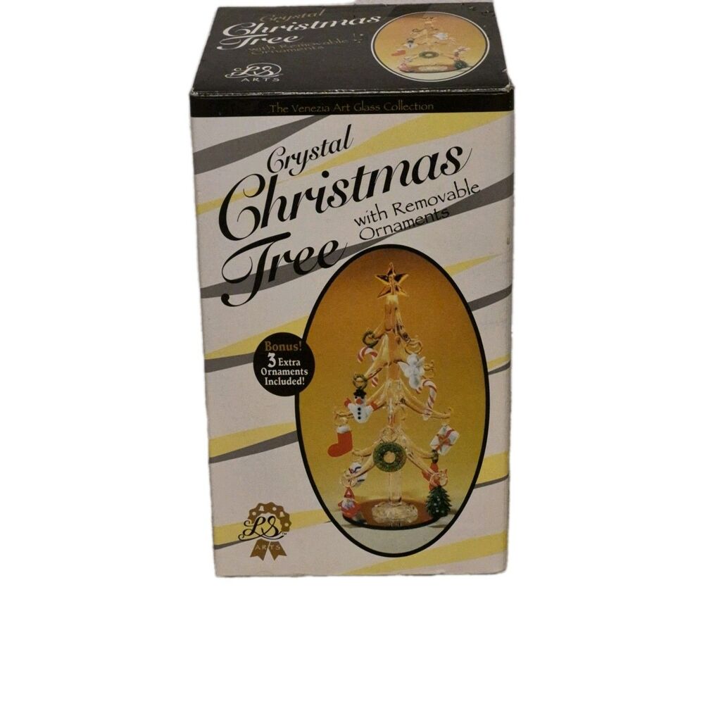Crystal Christmas Tree NIB With Removable Ornaments Venesia Art Glass Collection